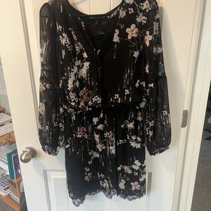 Floral Black Sheer Dress WHBM 6